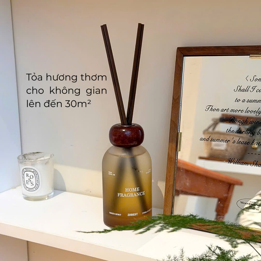 Tinh dầu toả hương dịu nhẹ VaromaS 250ml có kèm que khuếch tán KT22