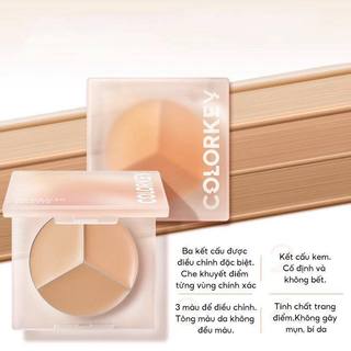 Che khuyết điểm Colorkey Targeting Three-Colour Concealer Palette 3 màu triệt sắc thâm mụn hiệu quả