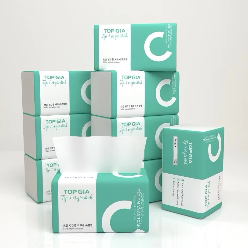 [Thùng 10&20 Gói] khăn Giấy Ăn TOPGIA Chữ C – Giấy Rút Lụa 4 Lớp Dày Dai, Tờ Lớn, An Toàn Gia Đình
