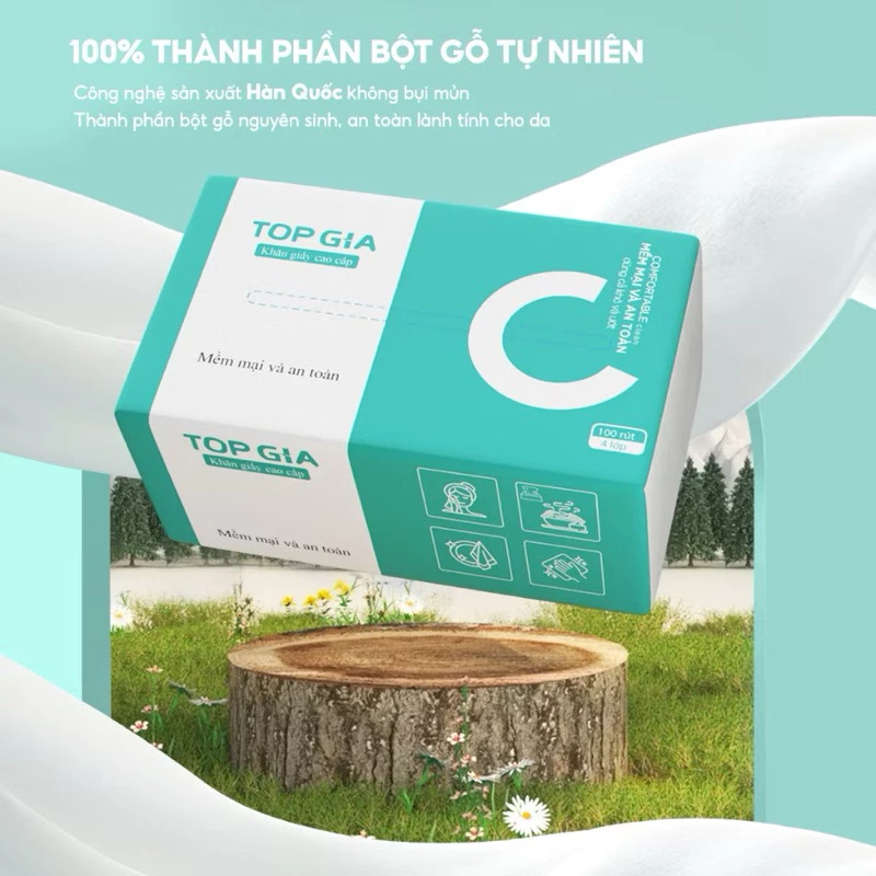 [Thùng 10&20 Gói] khăn Giấy Ăn TOPGIA Chữ C – Giấy Rút Lụa 4 Lớp Dày Dai, Tờ Lớn, An Toàn Gia Đình