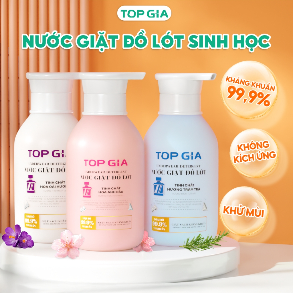 Nước Giặt Đồ Lót TopGia Hương Tràm Trà 520ml – Kháng Khuẩn, Khử Mùi, Dịu Nhẹ Cho Da Nhạy Cảm
