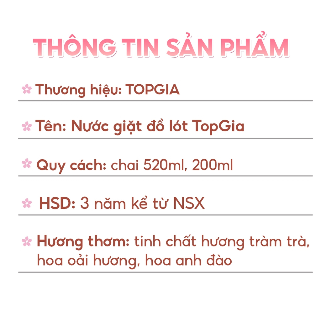 Nước Giặt Đồ Lót TopGia Hương Tràm Trà 520ml – Kháng Khuẩn, Khử Mùi, Dịu Nhẹ Cho Da Nhạy Cảm