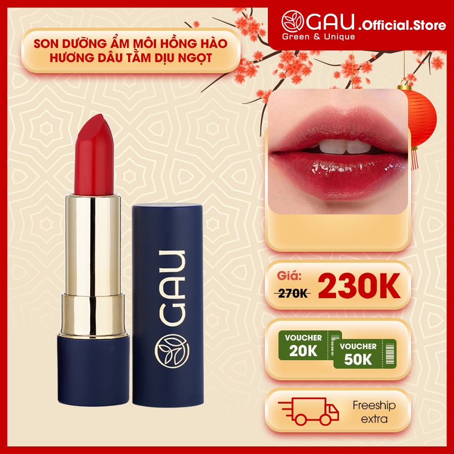 Son Dưỡng Màu đỏ quyến rũ Môi Chiết Xuất DÂU TẰM Chính Hãng GAU Căng Mọng Giúp Đôi Môi Giảm Thâm