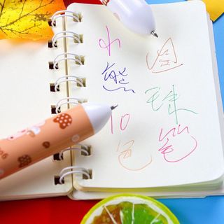 LEAFBOOK Bút Bi “10/ 8 màu sáng tạo trong một bút!” Charm hoạt hình dễ thương