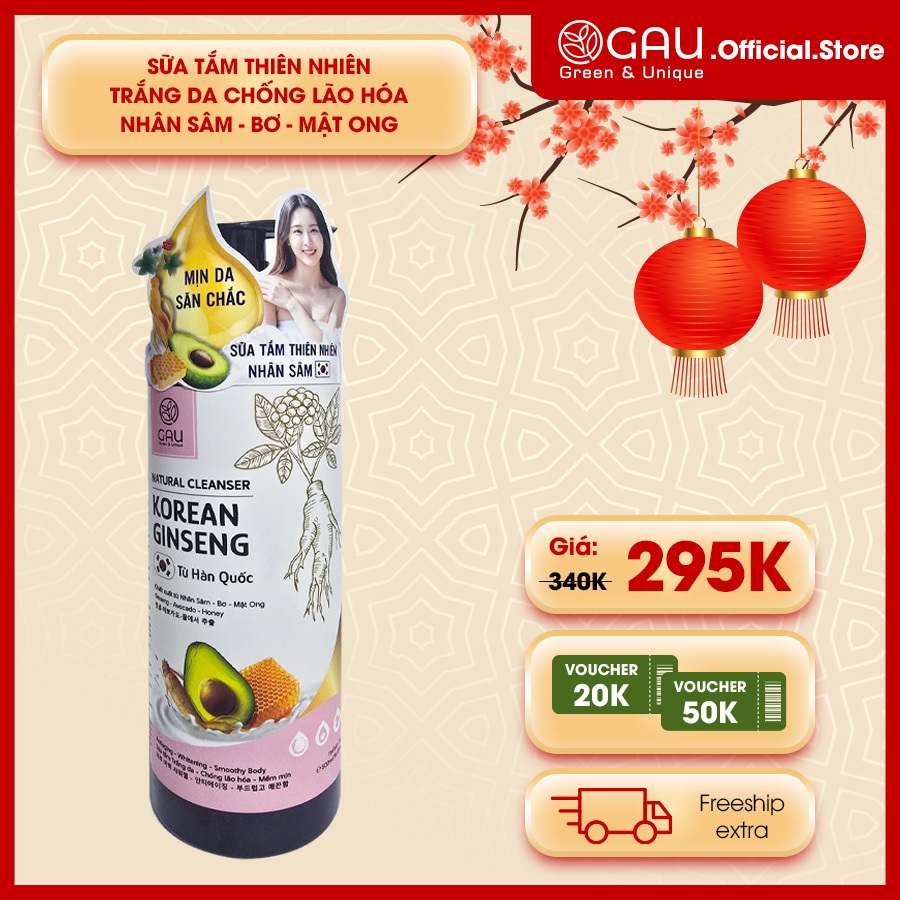 SỮA TẮM DƯỠNG TRẮNG NHÂN SÂM HÀN QUỐC Tự nhiên Hữu cơ GAU Chống lão hoá da Lưu hương Quyến rũ 1L