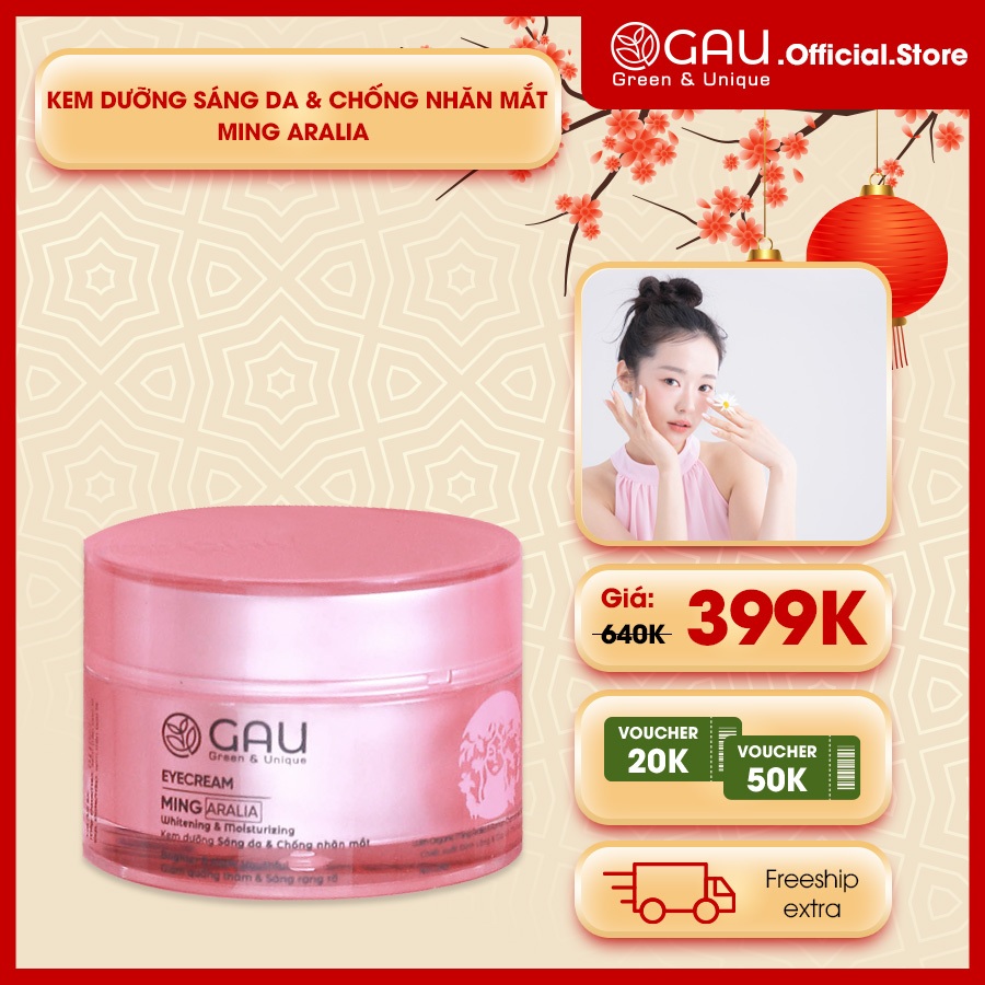 Kem Dưỡng Chống Nhăn Vùng Mắt Giảm Quầng Thâm Tự nhiên GAU Eyecream Cho Đôi mắt Sáng Rạng rỡ 15ml