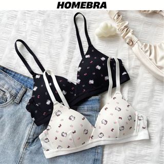 Áo ngực nữ học sinh không gọng đệm mút mỏng, Áo lót nữ cotton hoạ tiết Kitty cute dễ thương A224