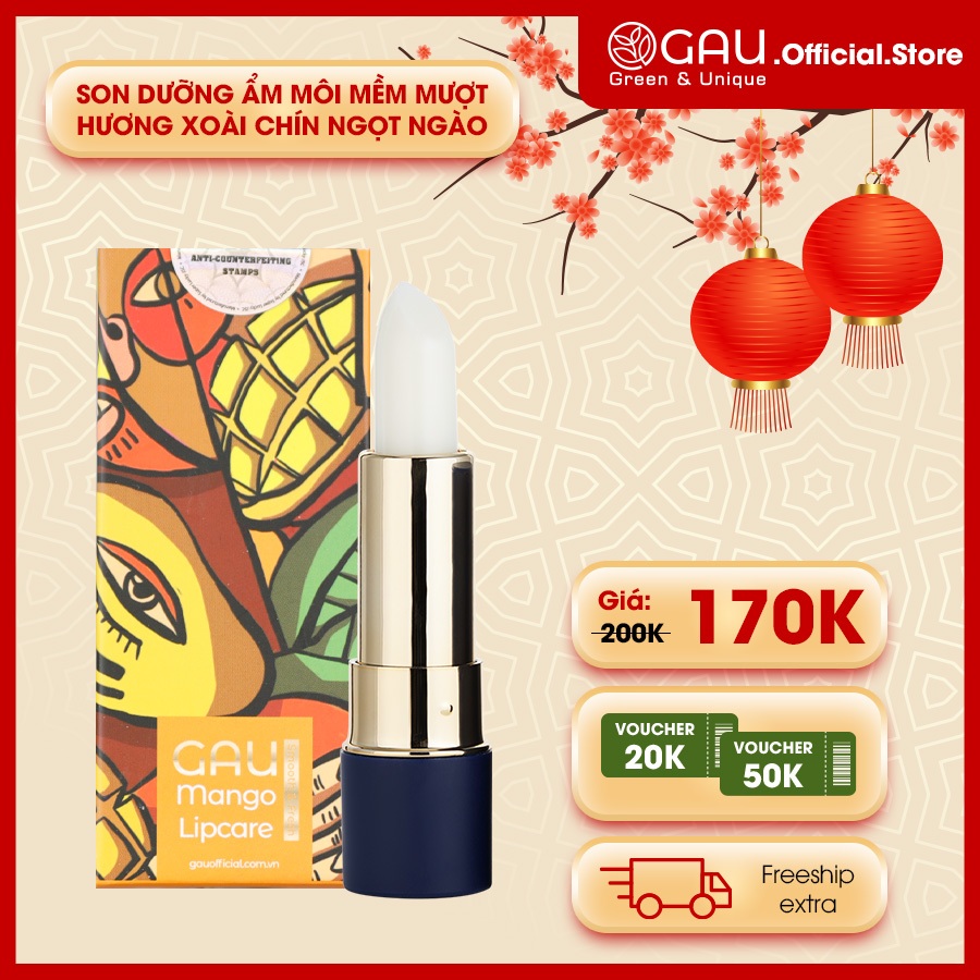 Son Dưỡng Môi Chiết Xuất XOÀI hoàn toàn Tự Nhiên GAU Mềm Mọng Giảm thâm Giảm Khô Nứt Tránh Bong Tróc
