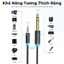 Cáp Âm Thanh Khuếch Đại Chuyển Đổi 3.5Mm Sang 6.35Mm Vention, Cáp Aux Đực Sang Đực Đầu Mạ Vàng Khả Năng Tương Thích Rộng
