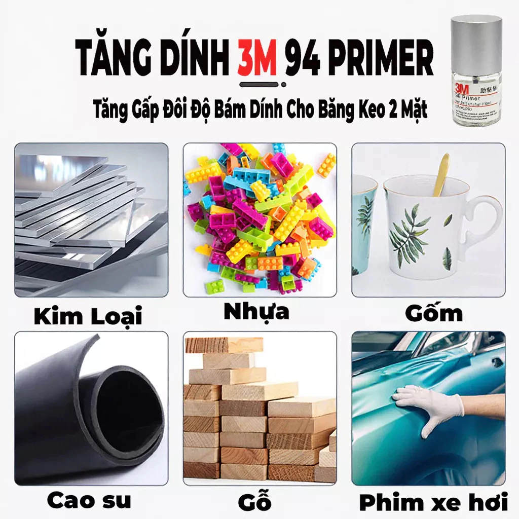 Keo trợ dính 3M 94 Primer tăng độ kết dính cho băng 2 mặt, làm sạch bề mặt và tăng độ bám - Long Vu Auto