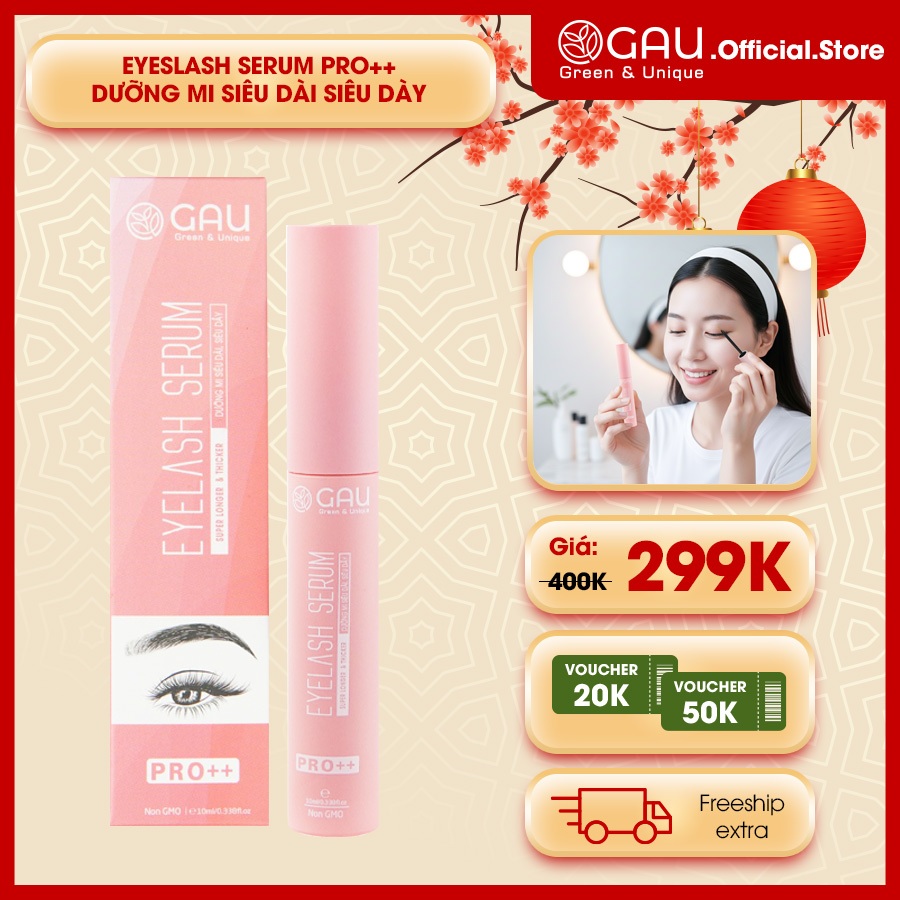 Tinh chất Dưỡng Kích Mọc Dày Dài Lông Mi Lông Mày Tự nhiên GAU Eyelash Serum 10ml Siêu hiệu quả
