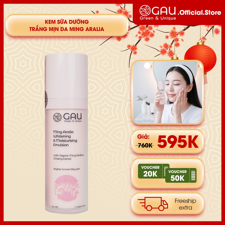 Kem Dưỡng Da GAU Trắng Mịn Giảm Nám Xóa Đốm Thâm Căng Mịn Cấp Ẩm Ban Ngày Chống Nắng SPF 35++ 100ml