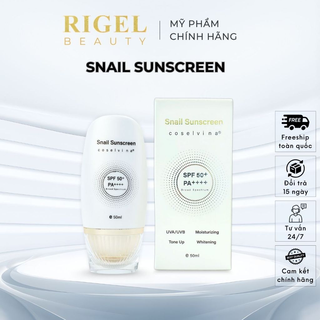 Kem Chống Nắng COSELVINA Snail Sunscreen 50ml – Dưỡng Ẩm & Hỗ Trợ Bảo Vệ Da.