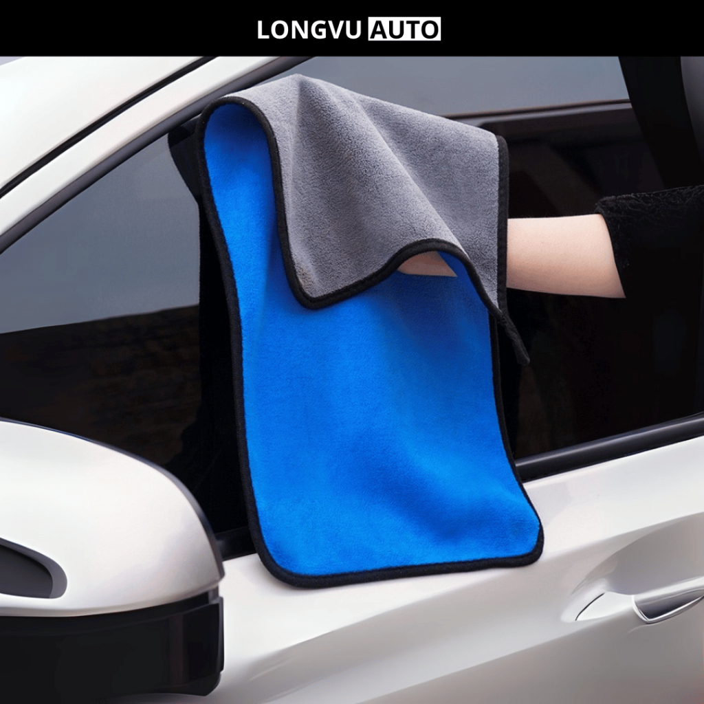 Khăn lau xe ô tô Microfiber siêu thấm không bị sơ rối 2 lớp - Loại Dày