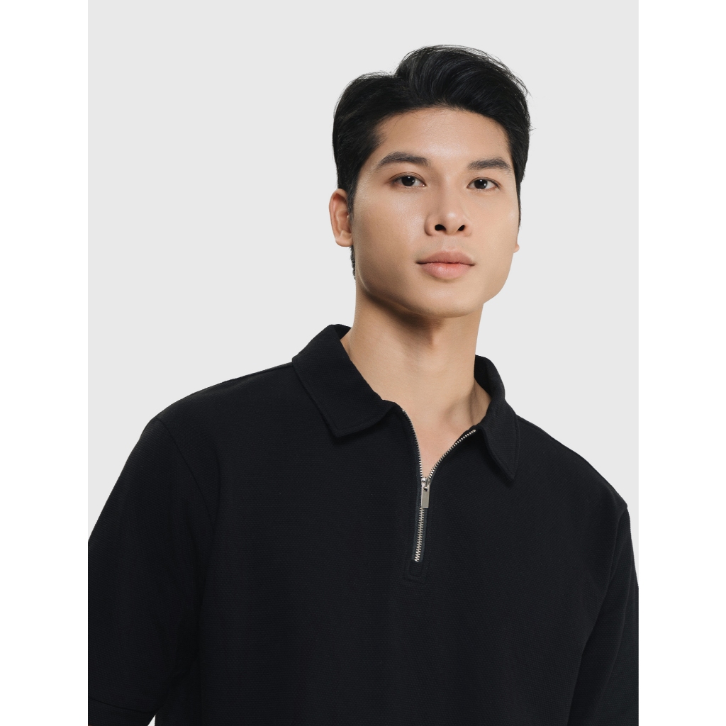 Áo polo nam CANIFA cổ bẻ kéo khóa cộc tay 8TP25C005