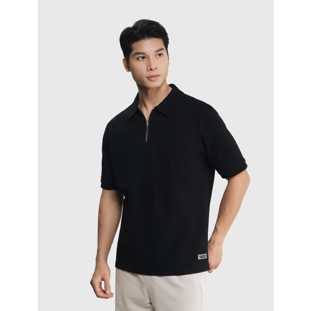 Áo polo nam CANIFA cổ bẻ kéo khóa cộc tay 8TP25C005