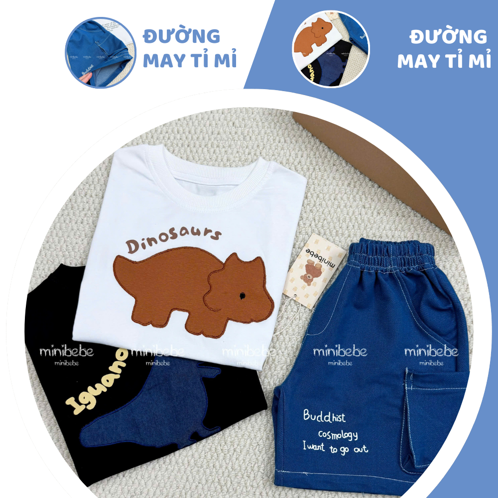 [À ƠI SHOP] T75- set 2 áo 1 quần khủng long dinosaurs- a100.311