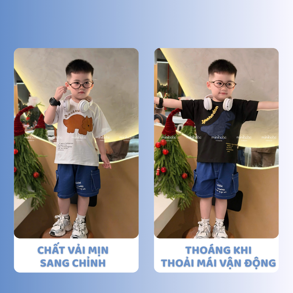 [À ƠI SHOP] T75- set 2 áo 1 quần khủng long dinosaurs- a100.311