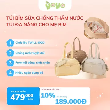 Túi bỉm sữa chống thấm nước YoYo túi đựng đồ đa năng cao cấp cho mẹ bỉm