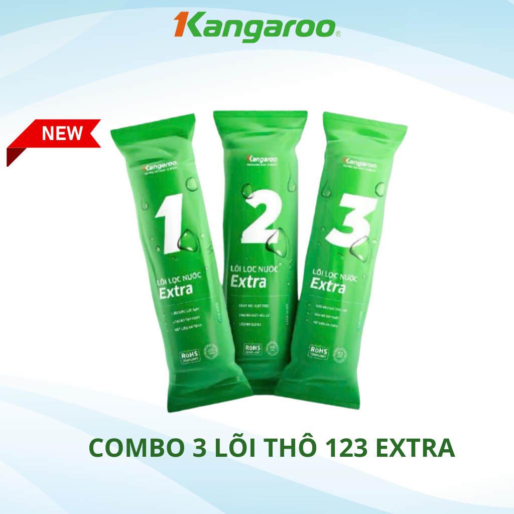 Combo 9 lõi lọc nước Kangaroo bao gồm lõi 123 HK + RO 50GDP + Nano Ceramic Alkalibe Maifan ORP  cho model máy KGRP88