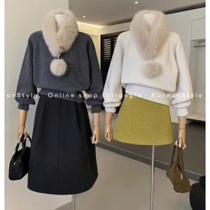 TRIANGLE - Oval Sweater (Cân nhắc kỹ, returned is not welcomed)- Áo len phối cổ lông (có thể tháo rời)