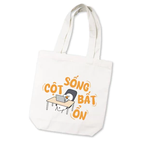 Túi vải canvas có khóa kéo, có túi phụ hình Cột Sống Bất Ổn hài hước dễ thương túi tote du lịch 30x45cm tota0281