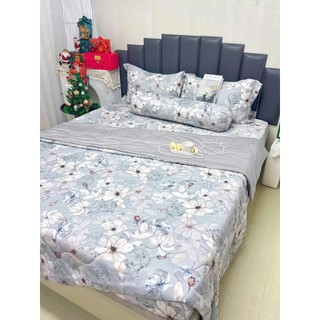 🍰SIÊU ĐẸP️️🍰Bộ Ga Gối Lụa Lyocell Sợi Tre Trăm Hoa Đua Nở Thoáng Mát, Chăn Chần Bông_Chăn ga sỉ HCM