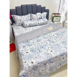 🍰SIÊU ĐẸP️️🍰Bộ Ga Gối Lụa Lyocell Sợi Tre Trăm Hoa Đua Nở Thoáng Mát, Chăn Chần Bông_Chăn ga sỉ HCM