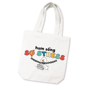 Túi vải canvas có khóa kéo hài hước ham sống sợ STRESS túi tote genz ngộ nghĩnh dùng du lịch đi chơi đi học tota0292
