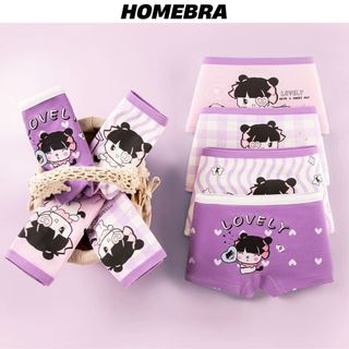 Set 4 Quần lót bé gái đùi ngắn họa tiết dễ thương - Quần chíp trẻ em chất cotton co giãn êm ái L8029