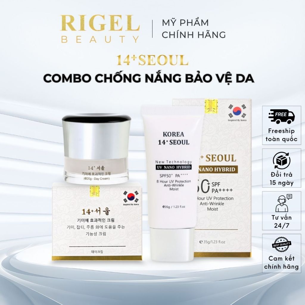 Combo 2 Sản Phẩm 14+ Seoul – Kem Nám Ngày & Kem Chống Nắng SPF50+