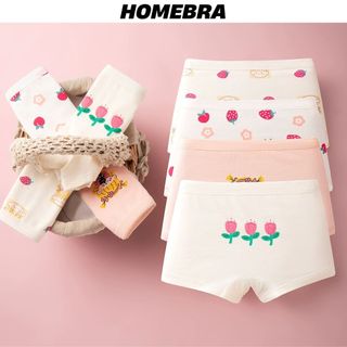 Set 4 quần lót bé gái dạng đùi ngắn cute Đồ lót trẻ em quần chíp chất cotton co dãn thoáng khí L8026