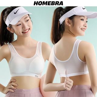 Áo bra thể thao có mút lưng phối lưới thoáng mát, Áo lót học sinh chất cotton co dãn thoải mái B612