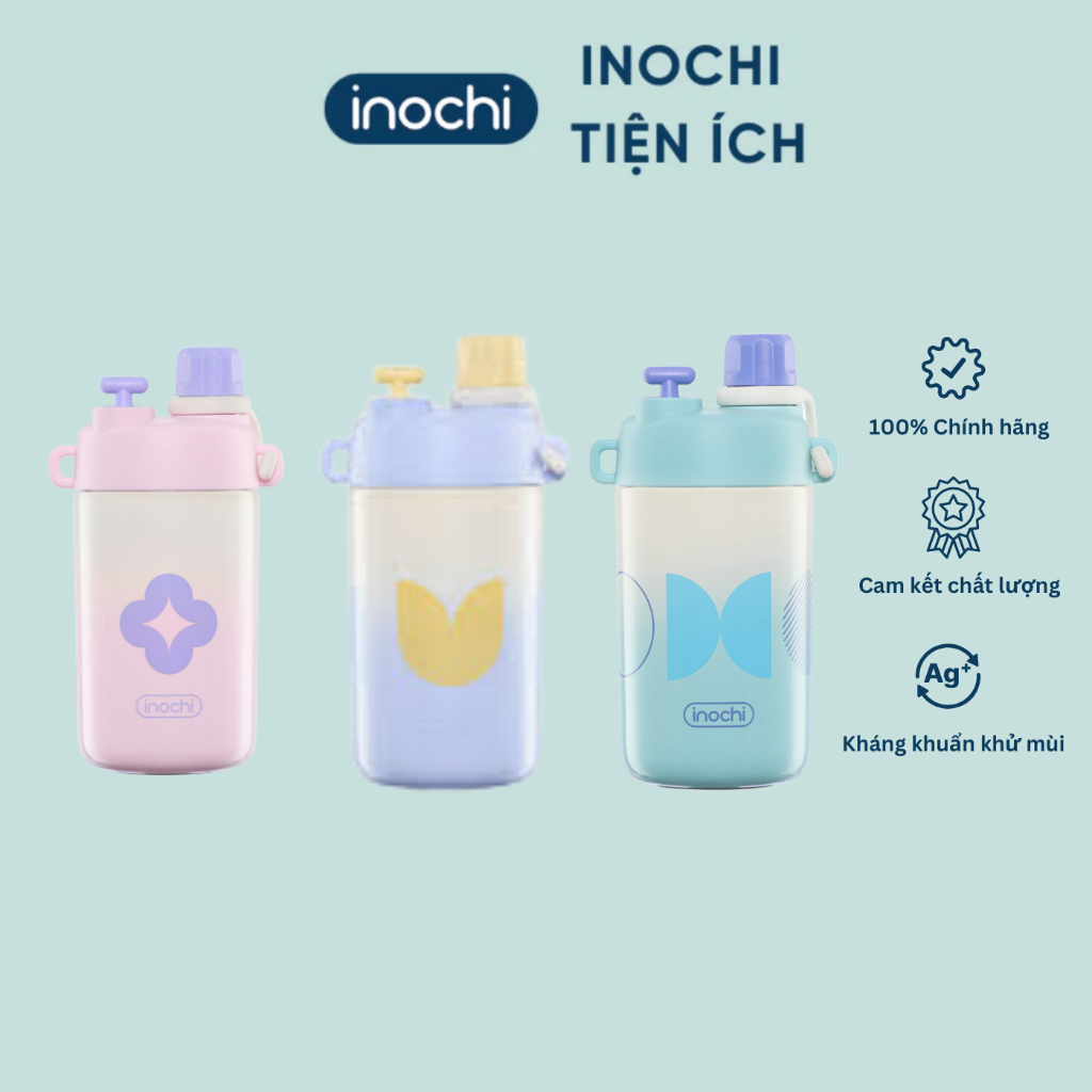 [NEW] Bình Giữ Nhiệt Inochi FUJI GLEE 580ml, 4 lớp cách nhiệt, 2 cách uống linh hoạt, có dây đeo thời trang