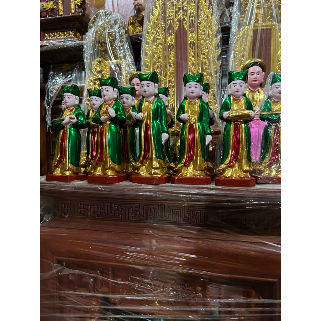 Tượng 12 cô Sơn trang gỗ mít sơn son thếp vàng
