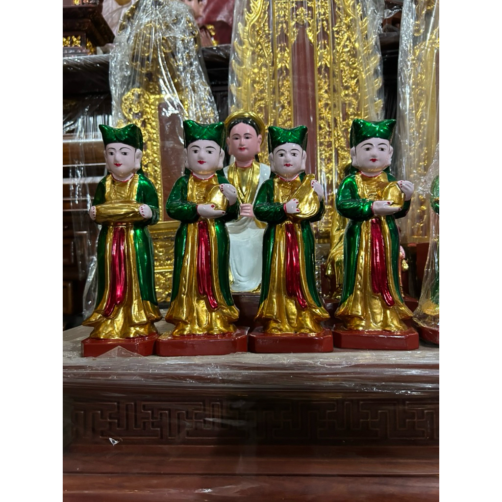 Tượng 12 cô Sơn trang gỗ mít sơn son thếp vàng