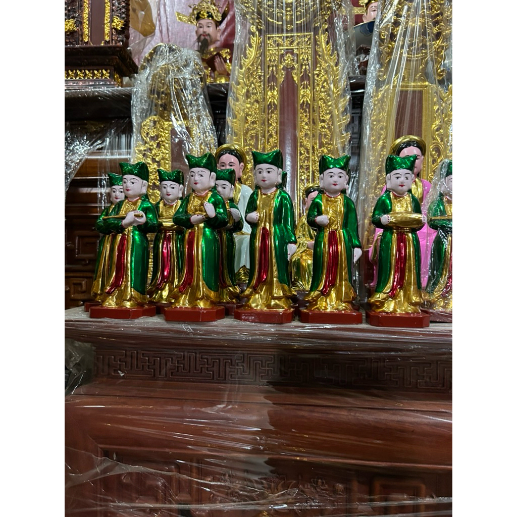 Tượng 12 cô Sơn trang gỗ mít sơn son thếp vàng