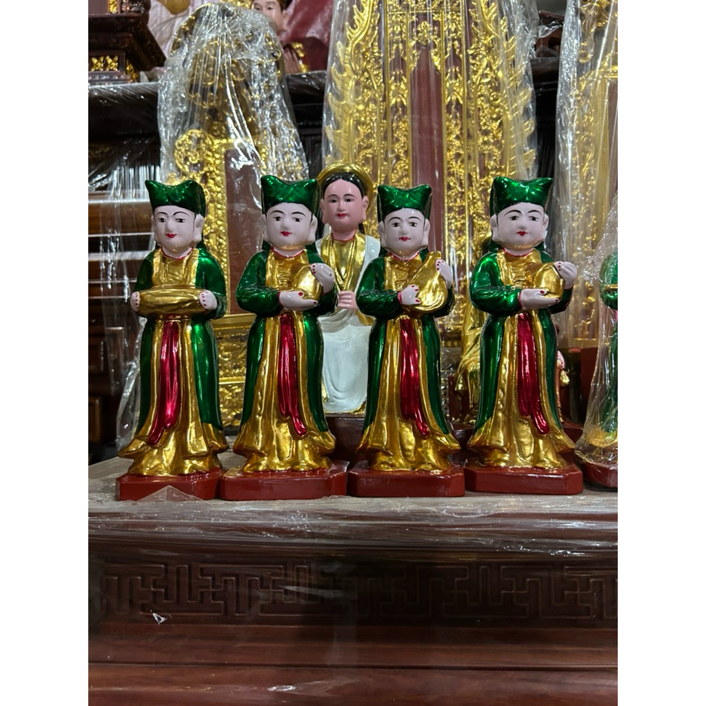 Tượng 12 cô Sơn trang gỗ mít sơn son thếp vàng