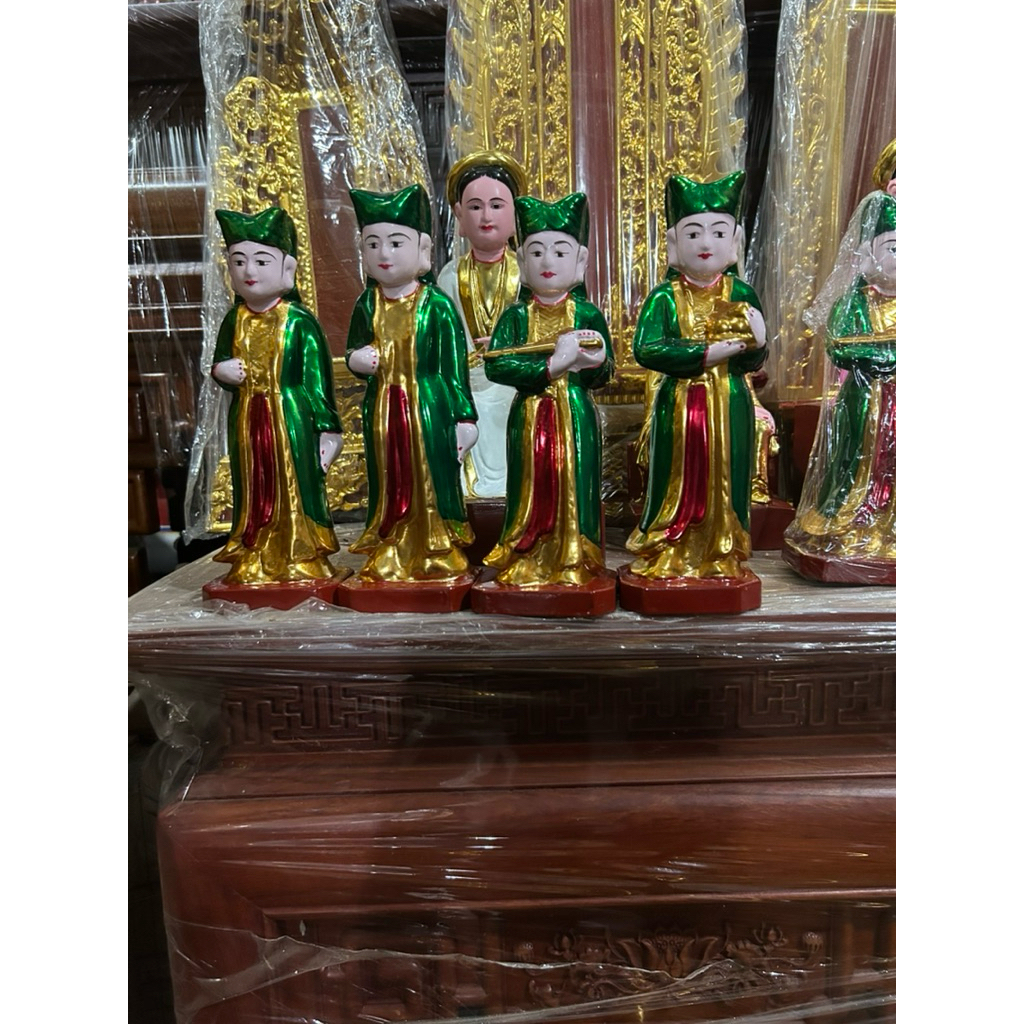 Tượng 12 cô Sơn trang gỗ mít sơn son thếp vàng