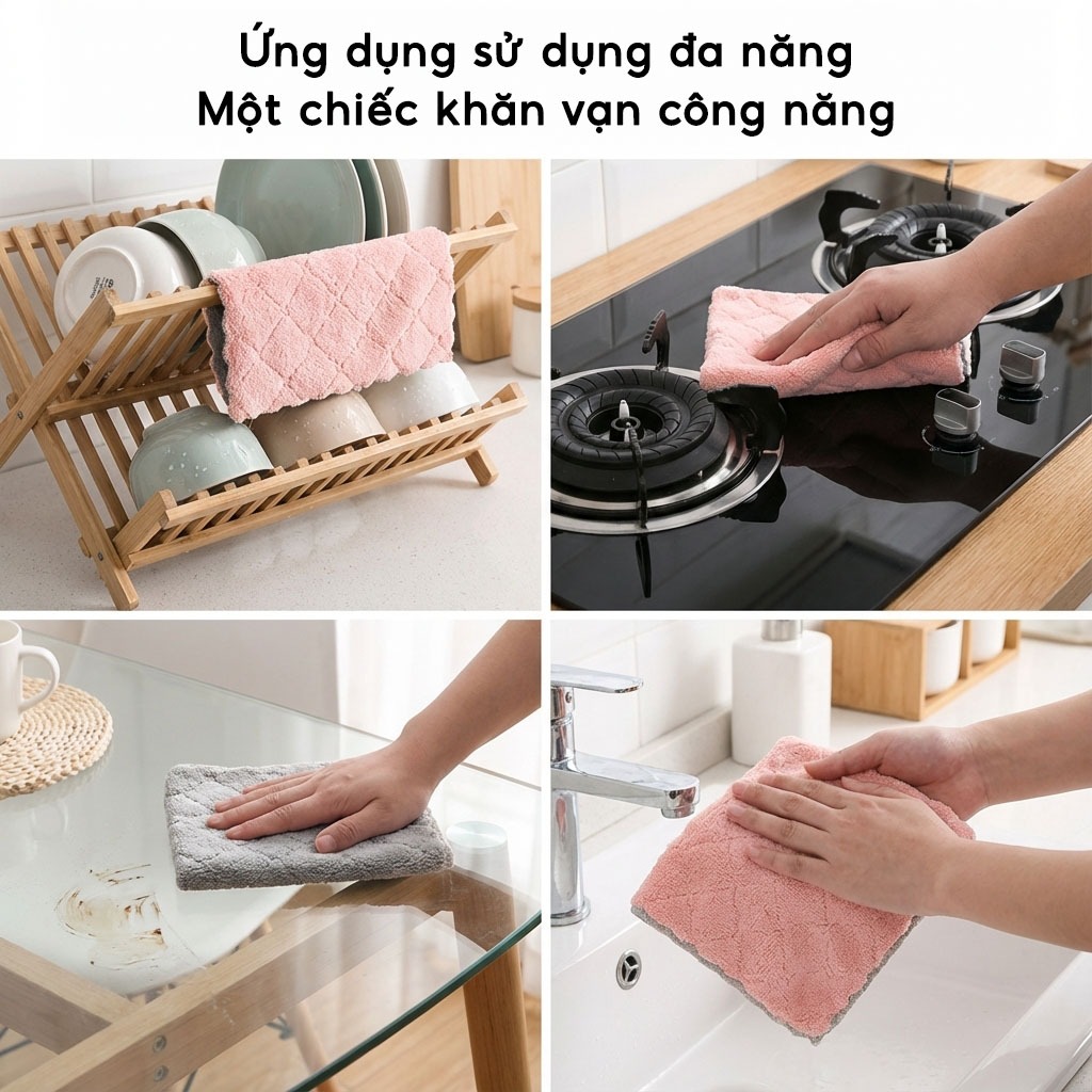 Bộ Bộ - Combo 10 Khăn Lau Bếp 2 Mặtái Sử Dụng Giẻ Lau Tay Nhà Bếp Vệ Sinh Đa Năng Jyoohome