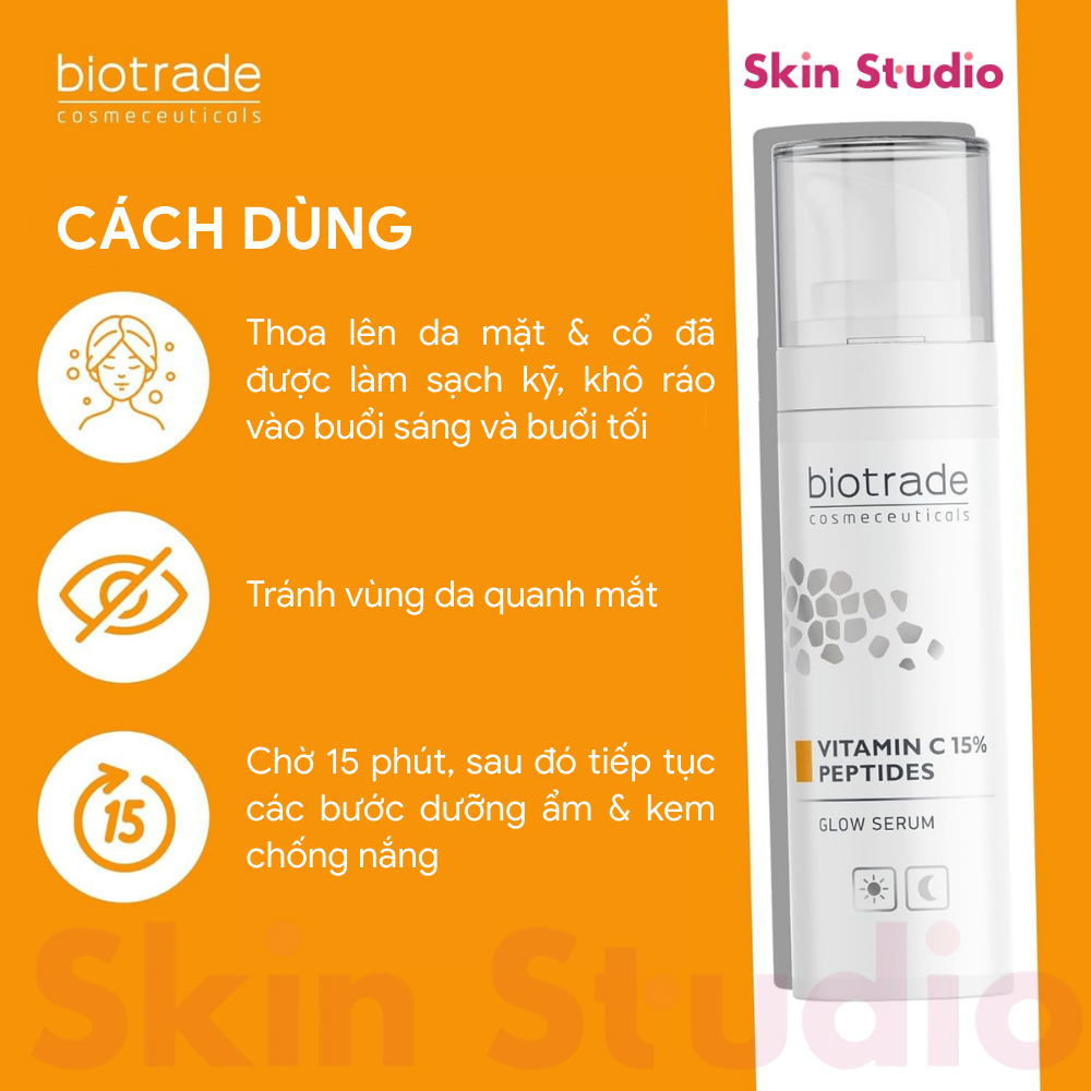 Serum Biotrade dưỡng trắng chống lão hóa phục hồi da Biotrade Vitamin C 15% Peptides Glow Serum