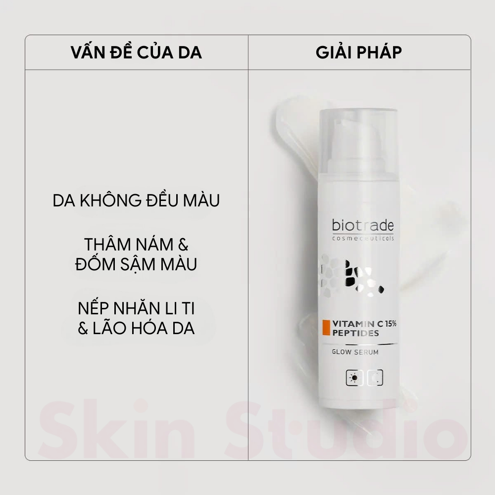 Serum Biotrade dưỡng trắng chống lão hóa phục hồi da Biotrade Vitamin C 15% Peptides Glow Serum