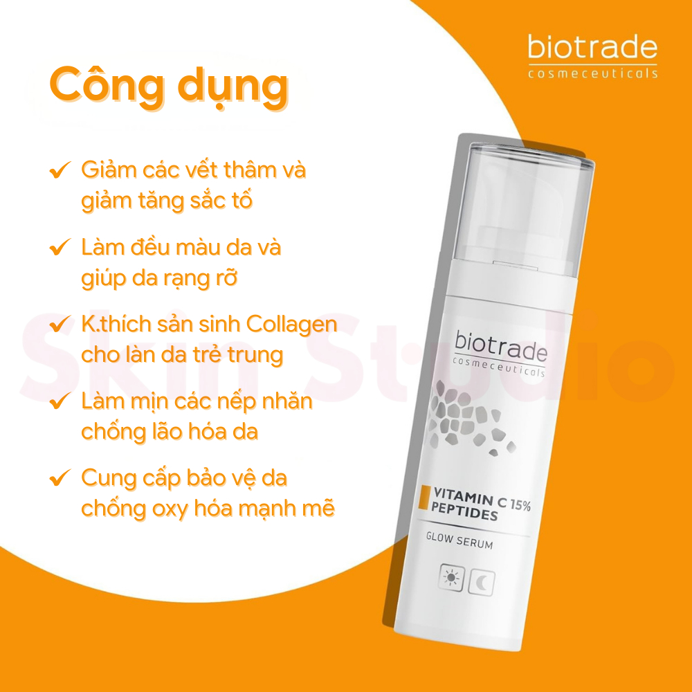Serum Biotrade dưỡng trắng chống lão hóa phục hồi da Biotrade Vitamin C 15% Peptides Glow Serum