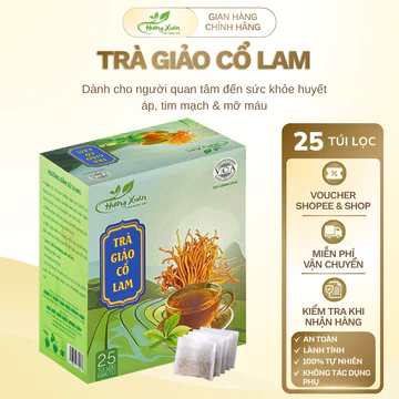 Trà Giảo Cổ Lam Đông Trùng trà thảo dược tốt cho huyết áp, tim mạch, 1 hộp 25 túi lọc