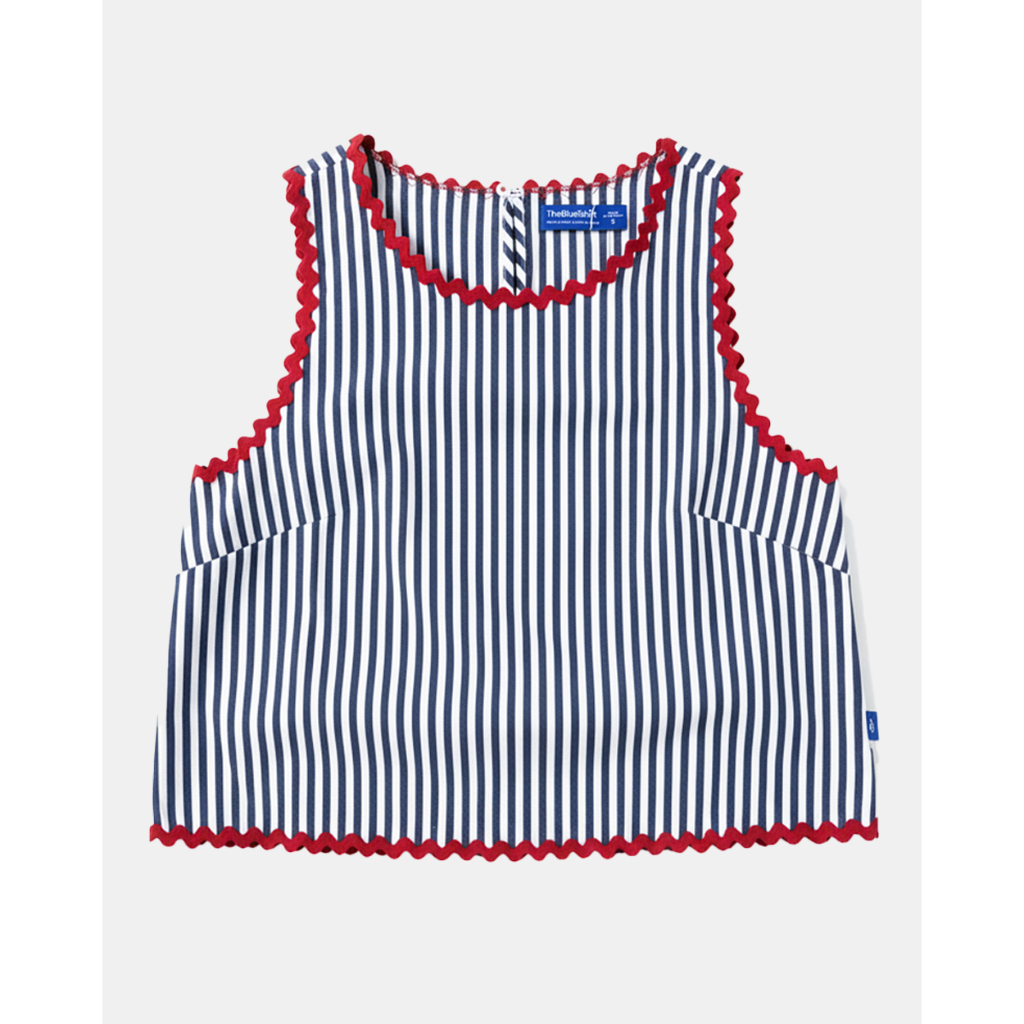 TheBlueTshirt - Áo Croptop sát nách cotton cổ tròn viền ren zigzag cho nữ - ZigZag Lace Top - Women