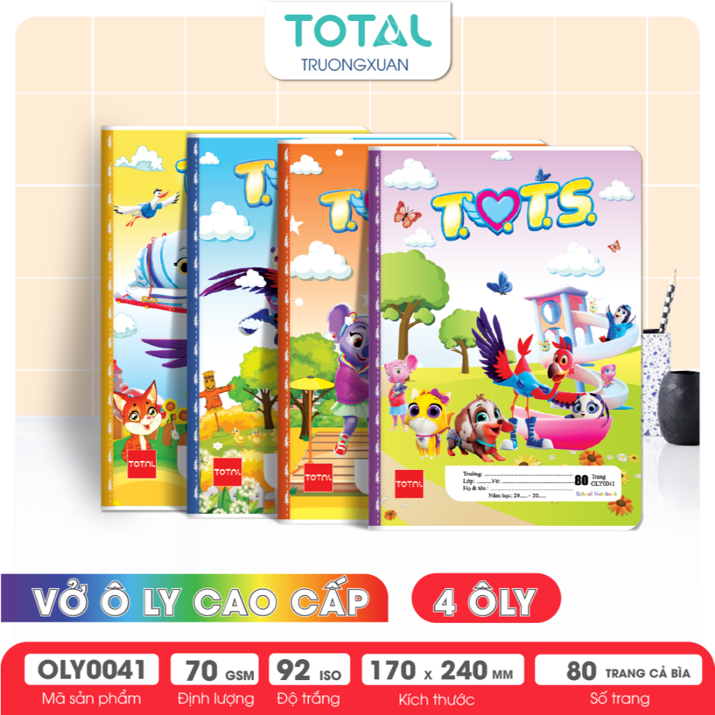 (Combo 5 quyển) Vở 4 ôly (2.5x2.5mm) Cao cấp 6 sao Total Tots-80 trang ...