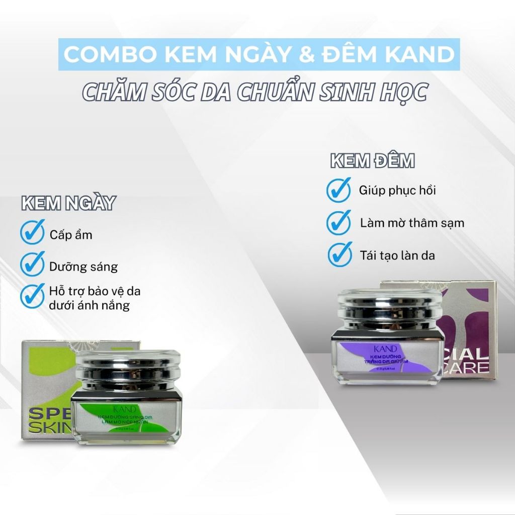 Combo Kem Nám Ngày & Đêm KAND 25g – Dưỡng Sáng & Phục Hồi Da