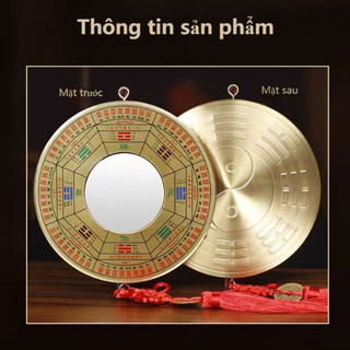 Gương Bát Quái Lồi Bằng Đồng Nguyên Chất Treo Cửa Hóa Giải Phong Thủy Nhiều Kích Cỡ