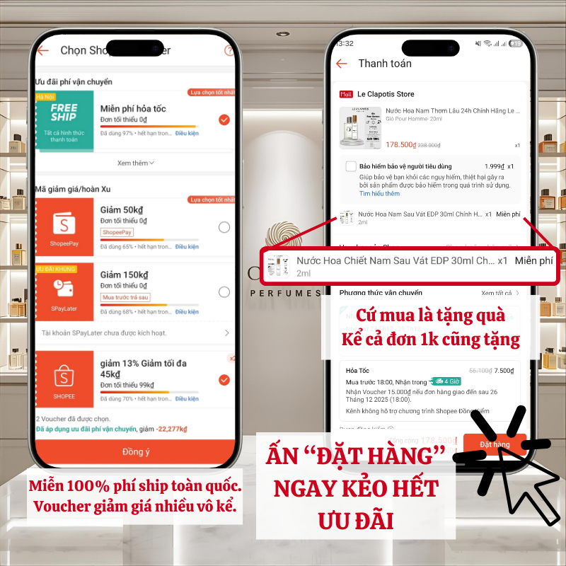 Nước Hoa Chính Hãng Cho Nam Thơm Lâu Size Du Lịch 10/20/30ml Le Clapotis Nước Hoa Mini Dễ Mang