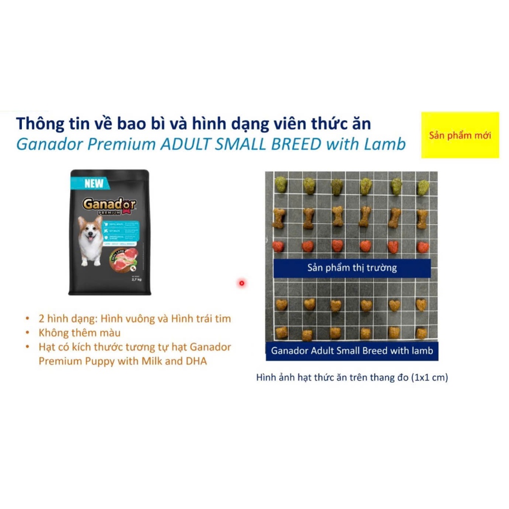 Thức ăn hạt Ganador Premium Adult Small Breed with Lamb - cho chó giống nhỏ vị Cừu gói 1.3kg